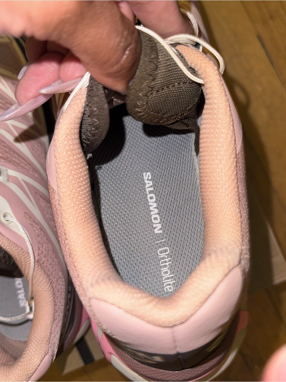 Salomon Women's Pink and Gray Trail Runners with Quicklace - Picture 7 of 12